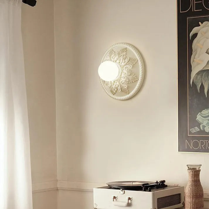 French Wall Lamp  Ornate Resin Medallion Design - Product detail 5