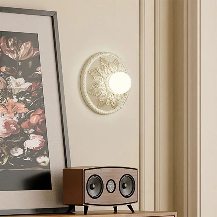 French Wall Lamp  Ornate Resin Medallion Design - Product detail 8