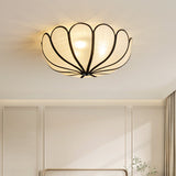 French Rattan Ceiling Light  Lotus Flower Woven Design - Detailed view