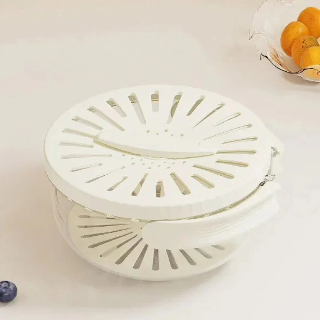 Food Storage Container Set  Ventilated Produce Keeper with Strainer - Product showcase