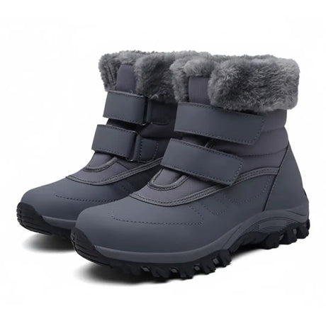 Waterproof Womens Snow Boots  Grey Plush Lined Ankle Boots - Product showcase