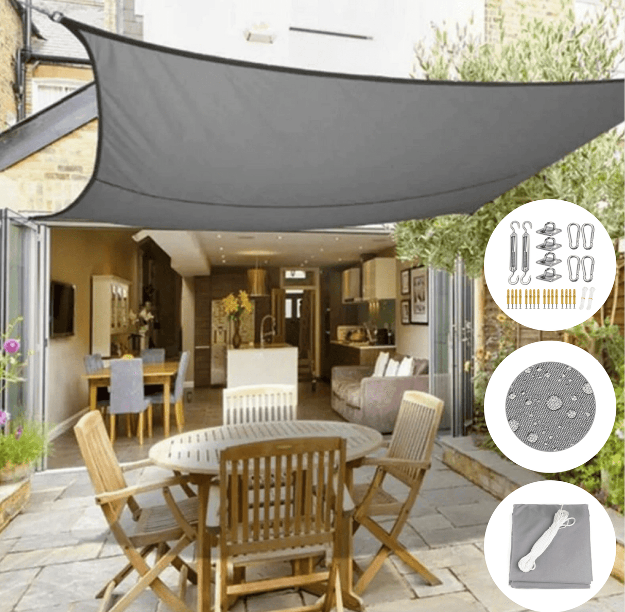 Outdoor Sun Shade Sail  Triangle Waterproof Canopy - Detailed view