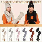 Knitted Winter Accessories Set  Hat Scarf Gloves with Touchscreen Tips - Detailed view