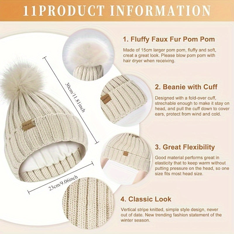 Knitted Winter Accessories Set  Hat Scarf Gloves with Touchscreen Tips - Product detail 8