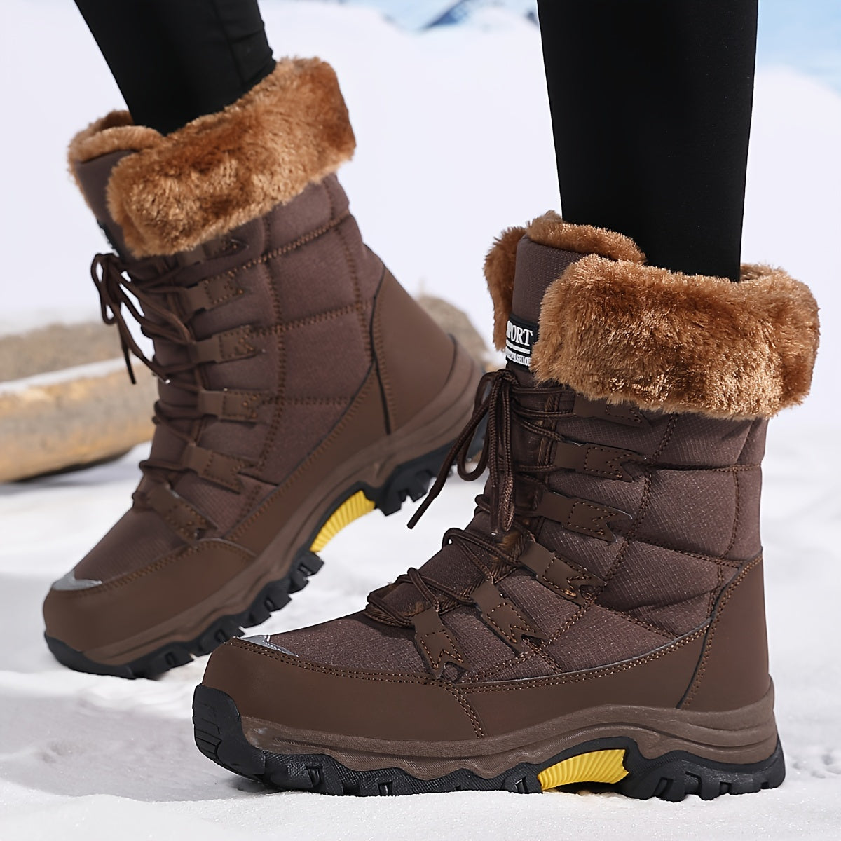 Womens Winter Snow Boots  Faux Fur Lined with Anti-Slip Sole - Product detail 6