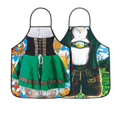 Traditional Oktoberfest Aprons  Bavarian Couple Set With Dirndl  Lederhosen Print - Product example