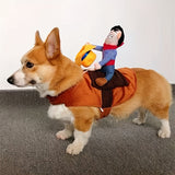 Cowboy Rider Dog Costume  Plush Saddle Halloween Outfit - Product showcase