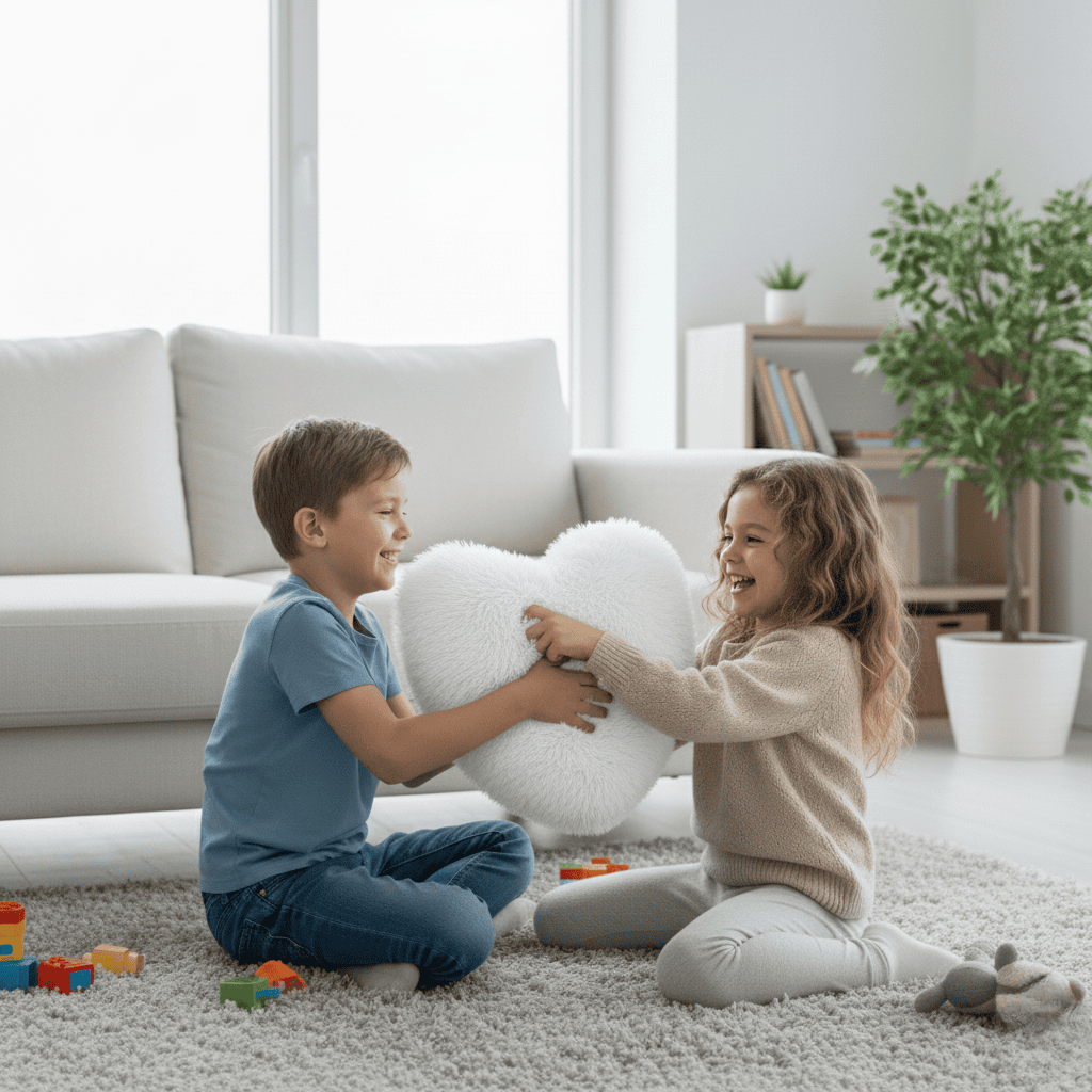 Heart Shaped Faux Fur Pillow  Soft Plush Decorative Cushion - Product example