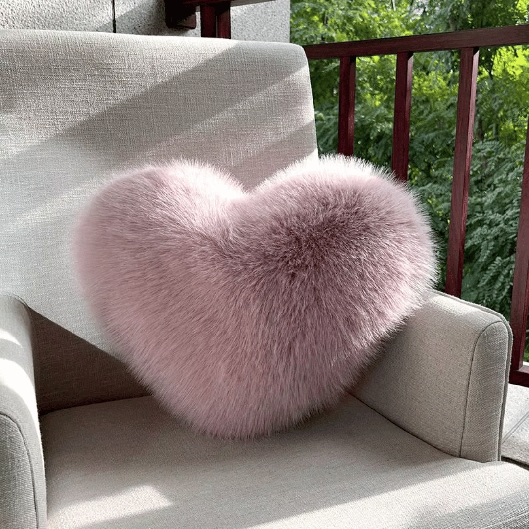 Heart Shaped Faux Fur Pillow  Soft Plush Decorative Cushion - Product detail 6