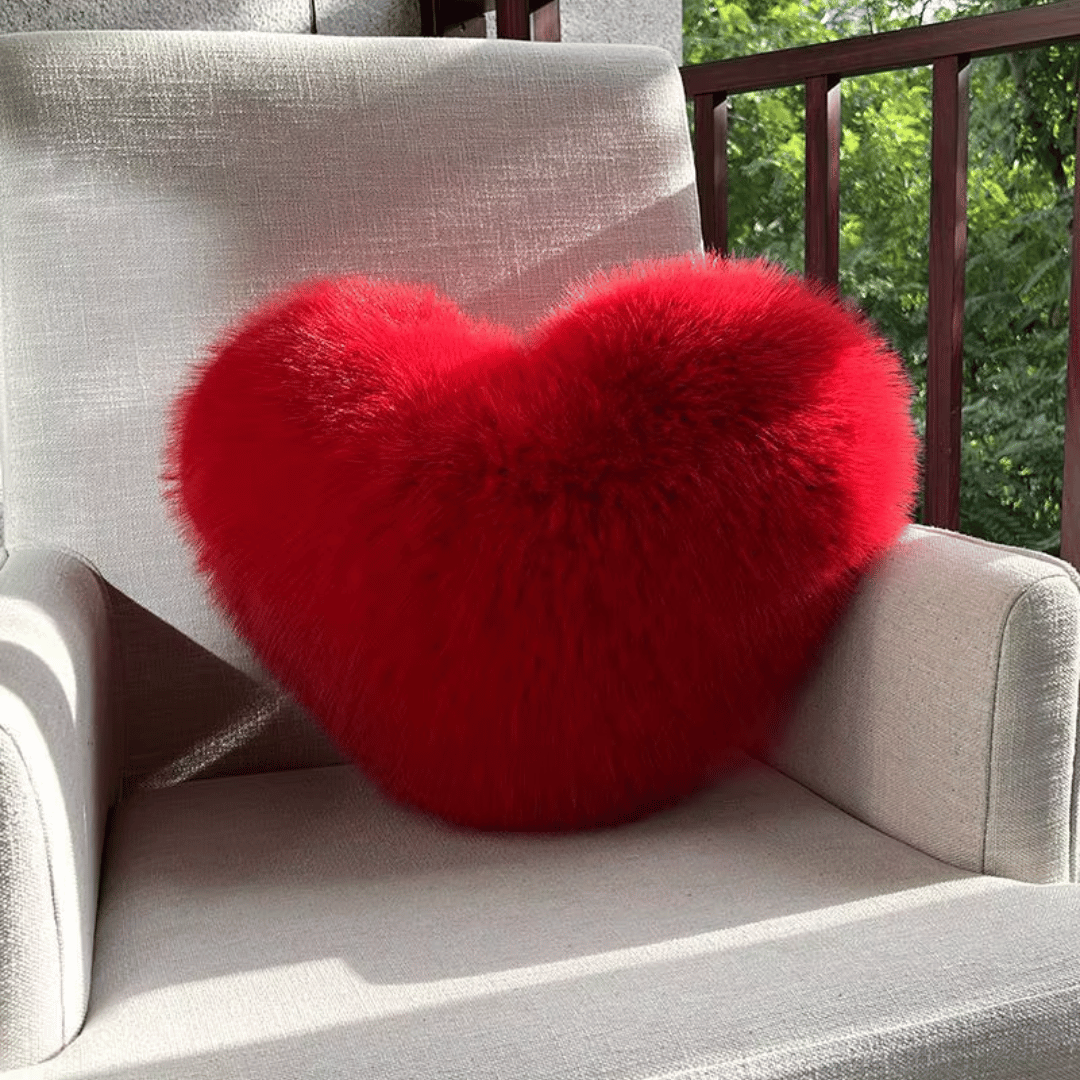 Heart Shaped Faux Fur Pillow  Soft Plush Decorative Cushion - Product detail 7