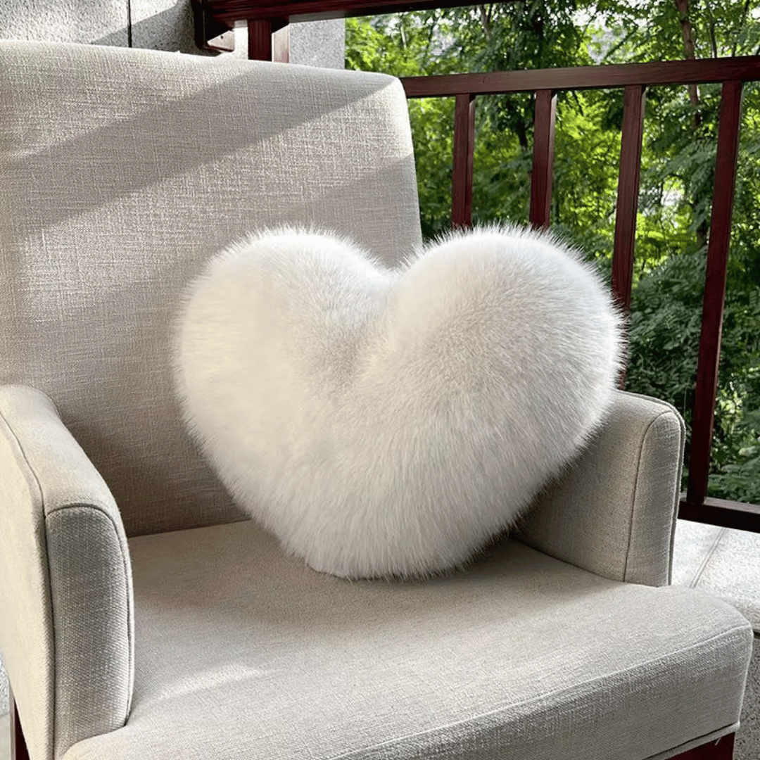 Heart Shaped Faux Fur Pillow  Soft Plush Decorative Cushion - Product detail 8