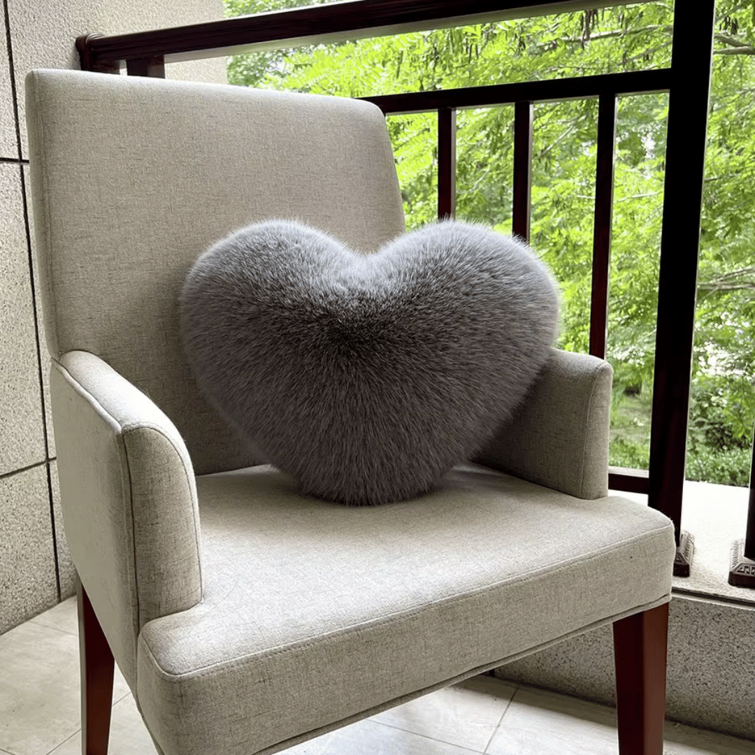 Heart Shaped Faux Fur Pillow  Soft Plush Decorative Cushion - Product detail 10
