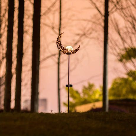 Solar Garden Moon Light  Crescent Metal Lantern with Glass Globe - Product detail 5
