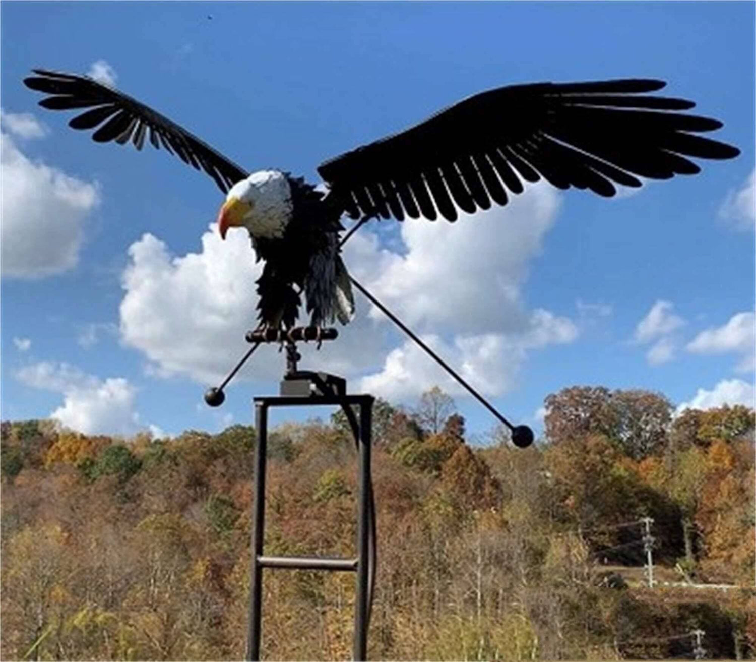 Bald Eagle Wind Spinner  Metal Garden Kinetic Sculpture - Product showcase