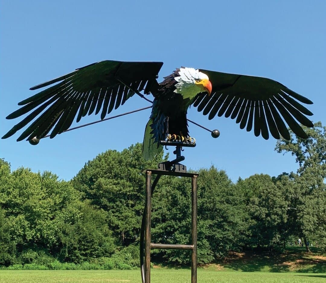 Bald Eagle Wind Spinner  Metal Garden Kinetic Sculpture - Product example