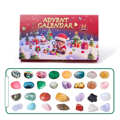 Gemstone Advent Calendar  24 Natural Crystals Educational Discovery Kit - Product showcase
