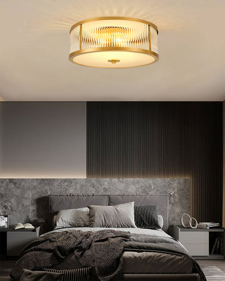 Art Deco Ceiling Light  Brass Trim Glass Diffuser - Product detail 6