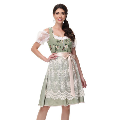 Traditional Dirndl Dress  Floral Bodice With Lace Apron - Product detail 10