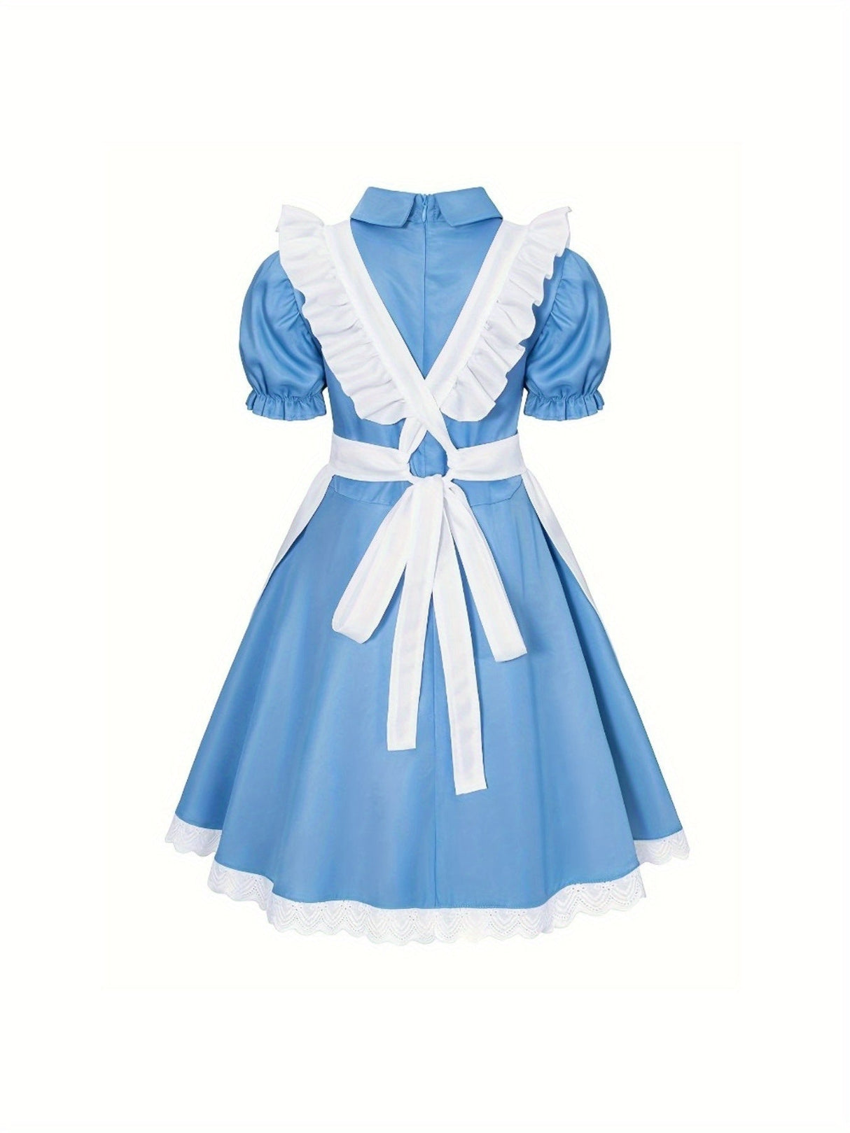 Classic Storybook Dress Set  Blue Puff Sleeve with White Apron - Product example