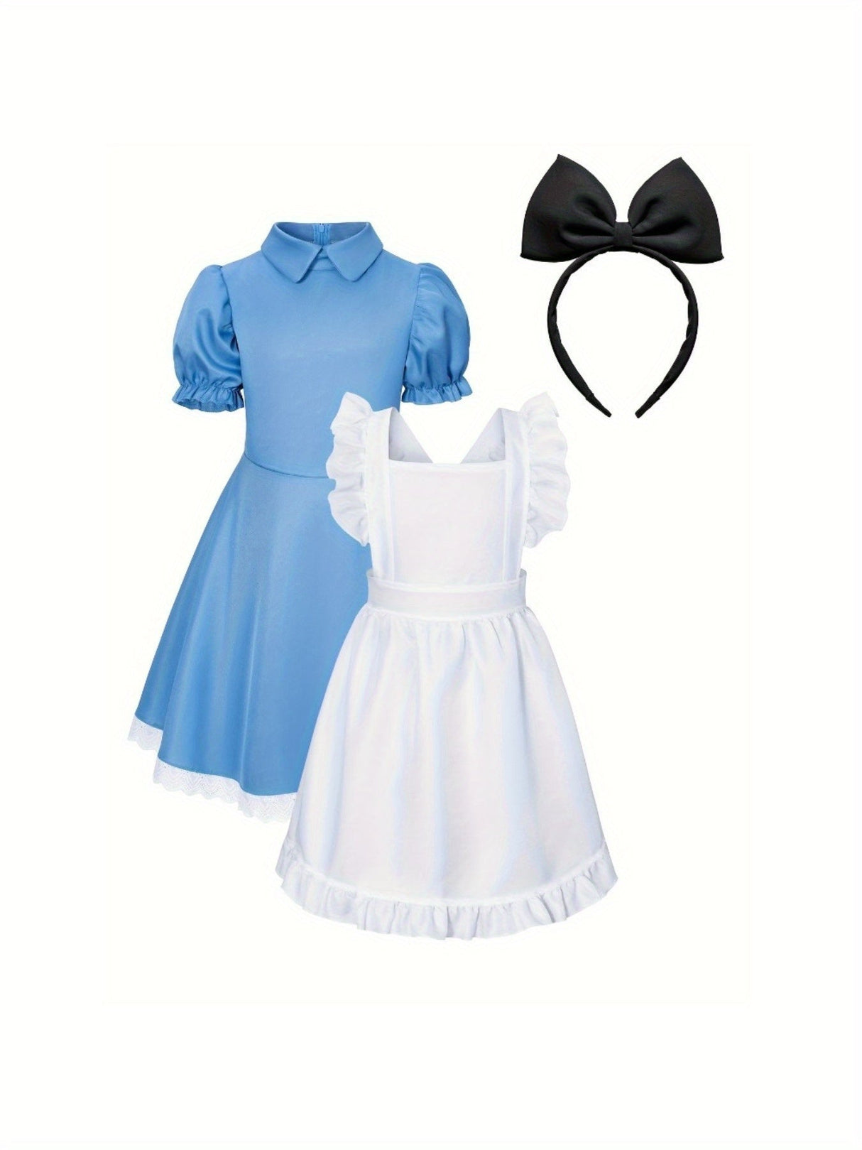 Classic Storybook Dress Set  Blue Puff Sleeve with White Apron - Product detail 4