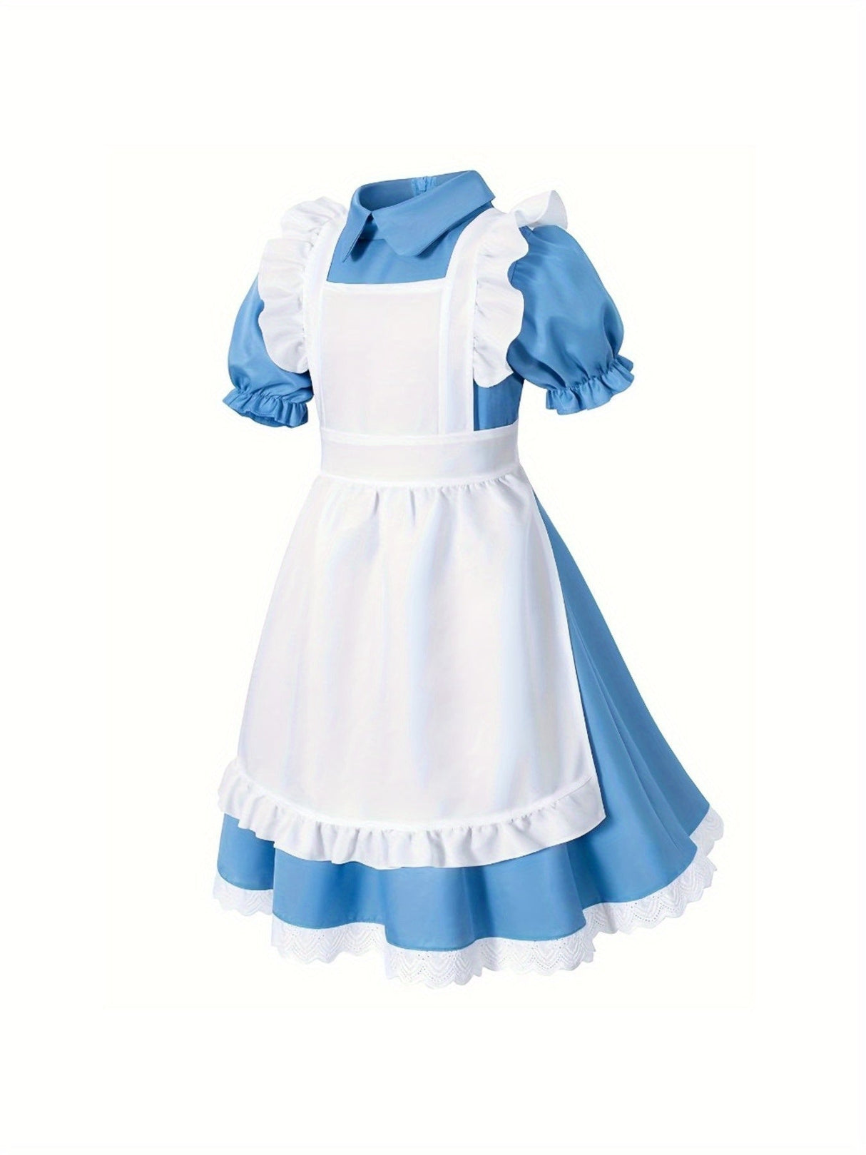 Classic Storybook Dress Set  Blue Puff Sleeve with White Apron - Product detail 5