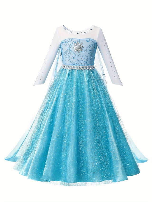 Girls Princess Dress  Ice Blue Glitter Tulle Gown - Product showcase