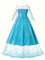 Girls Princess Dress  Ice Blue Glitter Tulle Gown - Detailed view