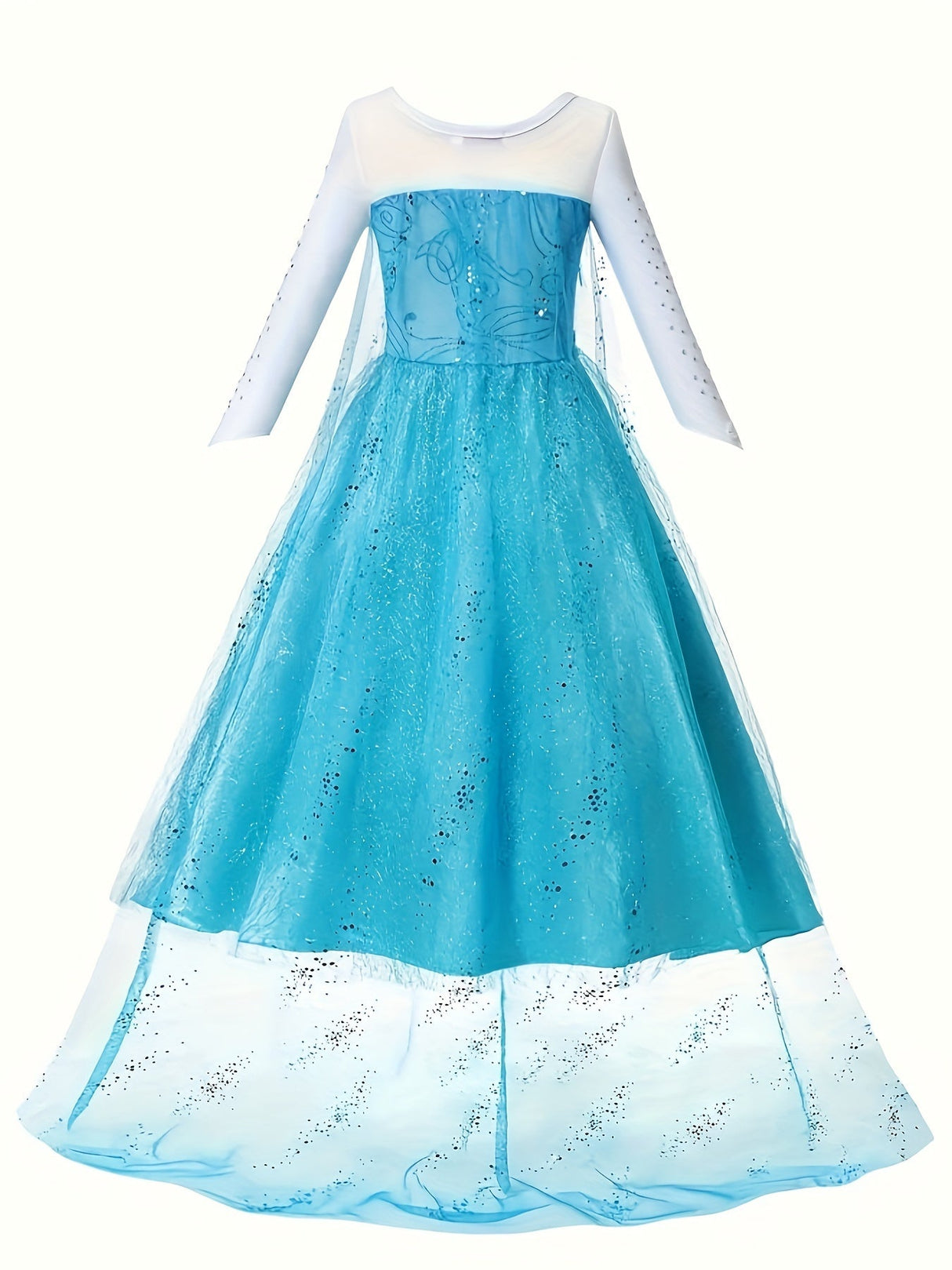 Girls Winter Princess Dress  Crystal Snowflake Design - Detailed view