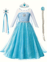 Girls Princess Dress  Ice Blue Glitter Tulle Gown - Product example