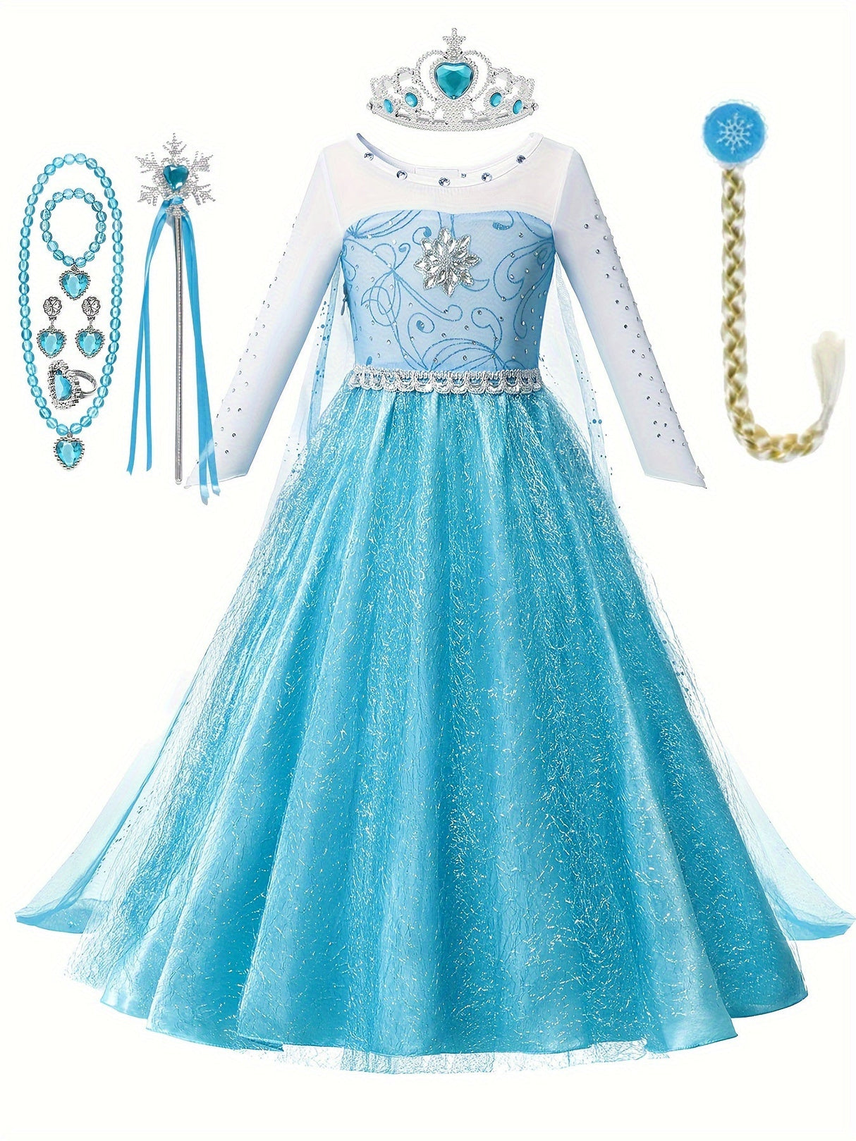Girls Princess Dress  Ice Blue Glitter Tulle Gown - Product detail 5