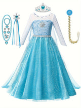 Girls Princess Dress  Ice Blue Glitter Tulle Gown - Product detail 5
