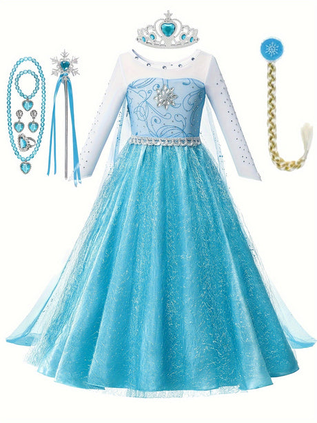 Girls Winter Princess Dress  Crystal Snowflake Design - Product detail 5