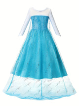 Girls Princess Dress  Ice Blue Glitter Tulle Gown - Product detail 6