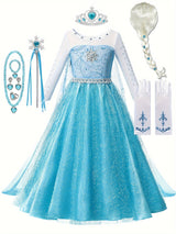 Girls Princess Dress  Ice Blue Glitter Tulle Gown - Product detail 7