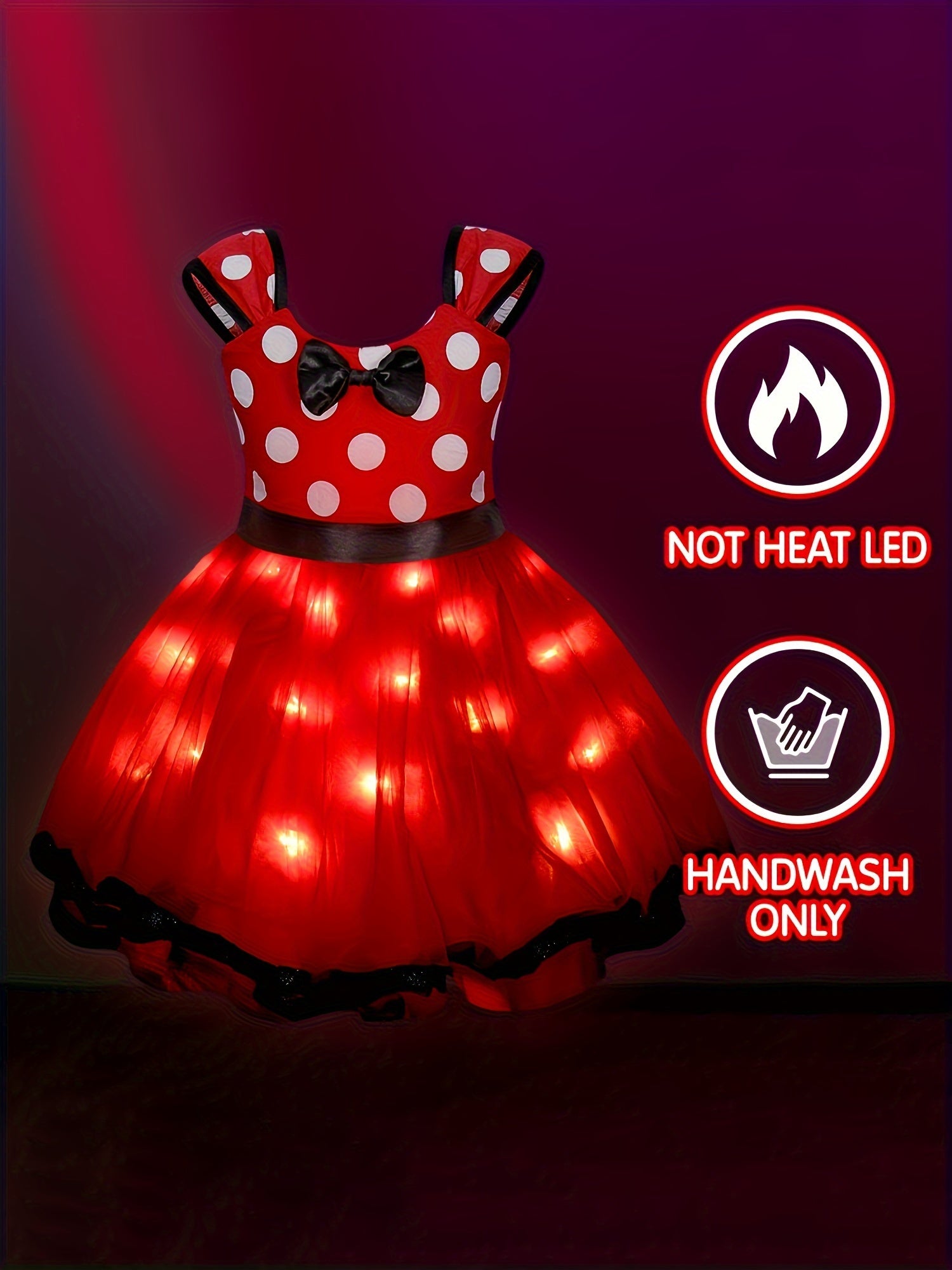 Girls Light Up Party Dress  Polka Dot Design With LED Skirt - Product detail 6
