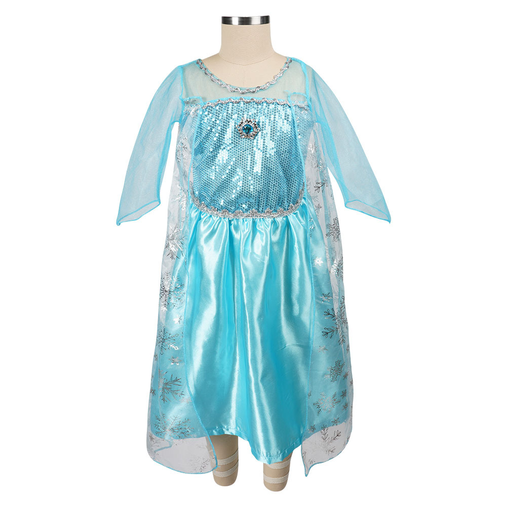 Girls Princess Costume  Aqua Sequin Maxi Dress With Cape - Product showcase