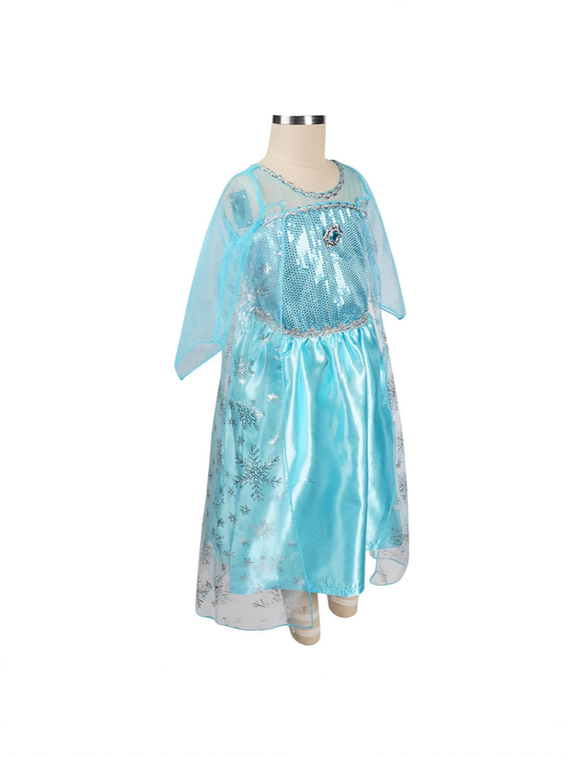 Girls Princess Costume  Aqua Sequin Maxi Dress With Cape - Product detail 4