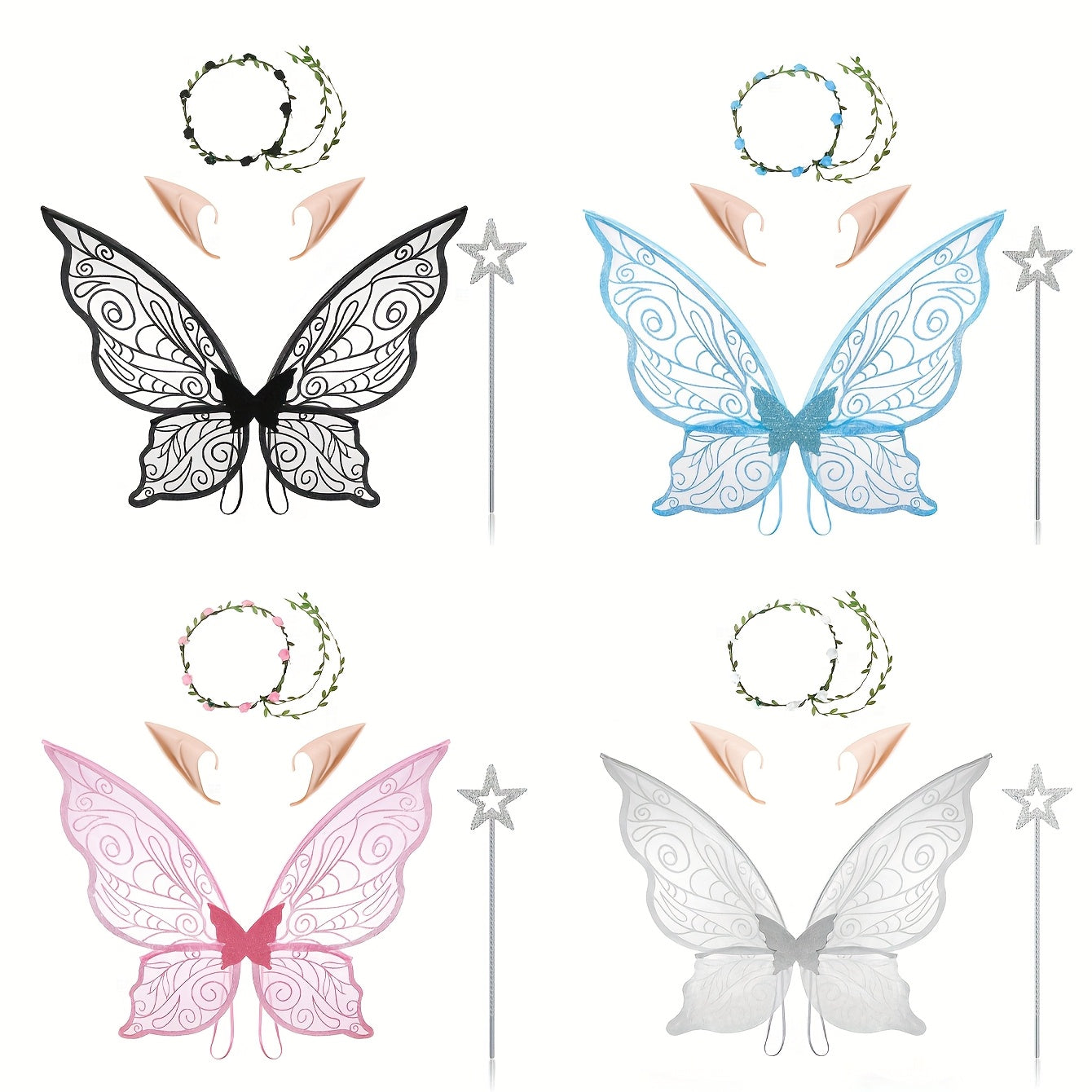 Fairy Wings Costume Accessory  Glitter Pink Butterfly Design - Detailed view
