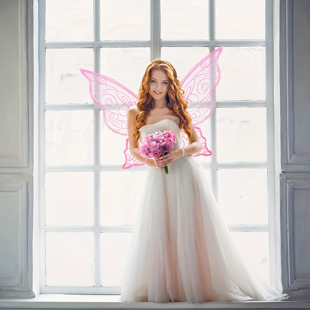 Fairy Wings Costume Accessory  Glitter Pink Butterfly Design - Product detail 4