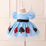 Storybook Costume Dress  Card Suit Print With Puff Sleeves - Detailed view
