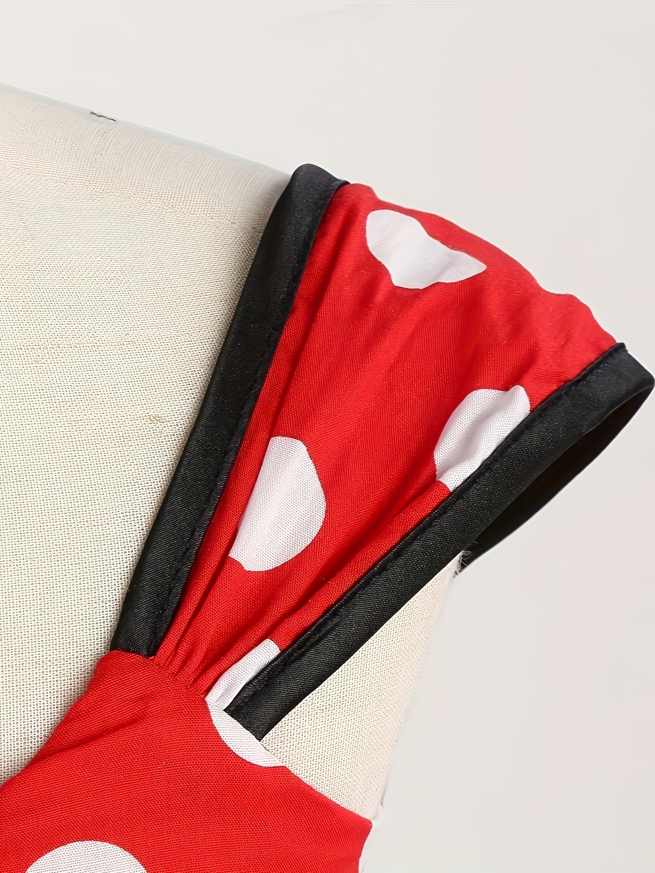 Girls Polka Dot Tulle Dress  Classic Red With Black Bow - Product detail 5