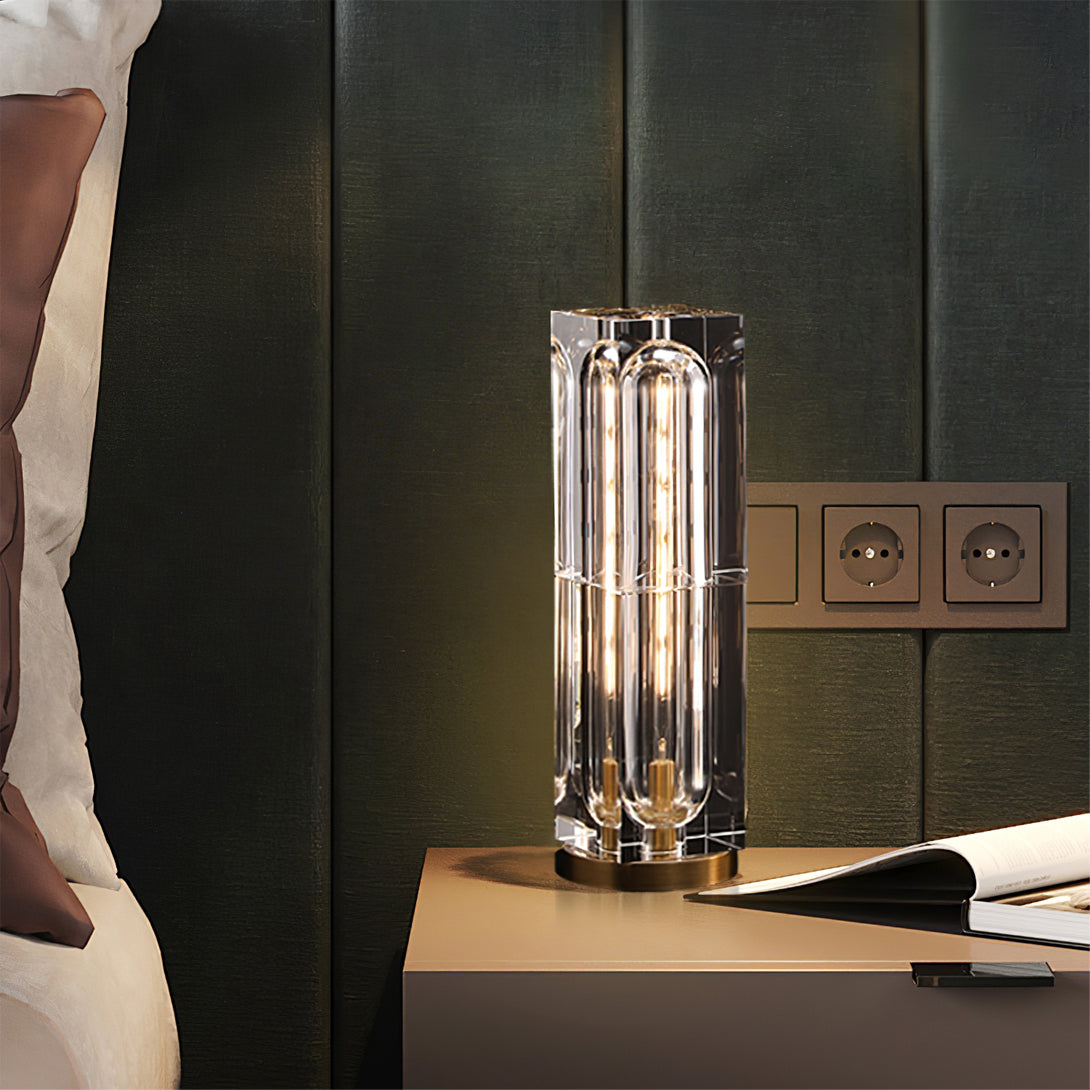 Crystal Table Lamp  Modern Glass and Brass Design - Detailed view