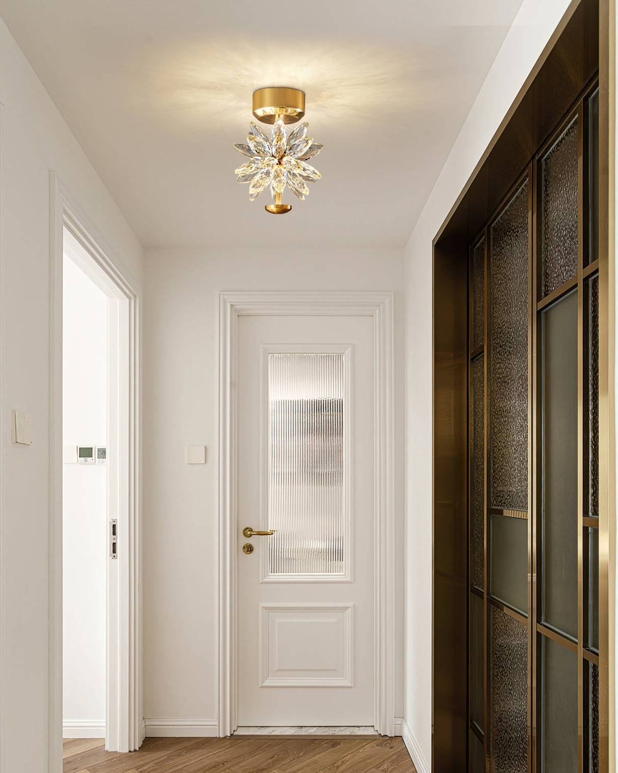 Crystal Flower Ceiling Light  Gold Frame Floral Design - Product detail 7