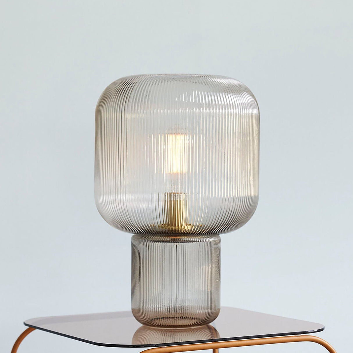 Modern Glass Table Lamp  Ribbed Glass Design - Detailed view