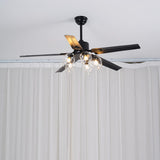 Modern Glass Ceiling Fan  Black Metal Frame With Clear Shades - Product detail 10