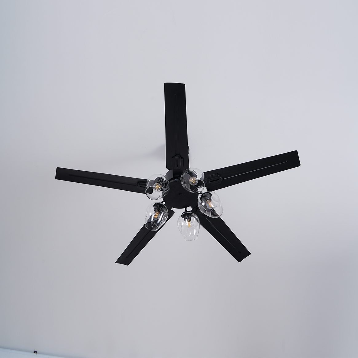 Modern Glass Ceiling Fan  Black Metal Frame With Clear Shades - Product detail 16