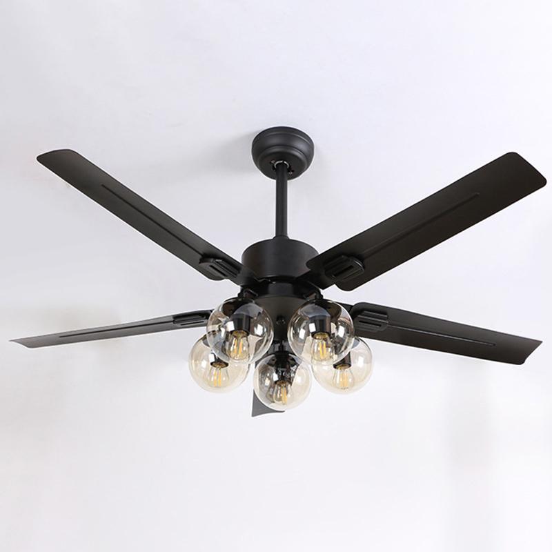 Modern Glass Ceiling Fan  Black Metal Frame With Clear Shades - Product detail 17