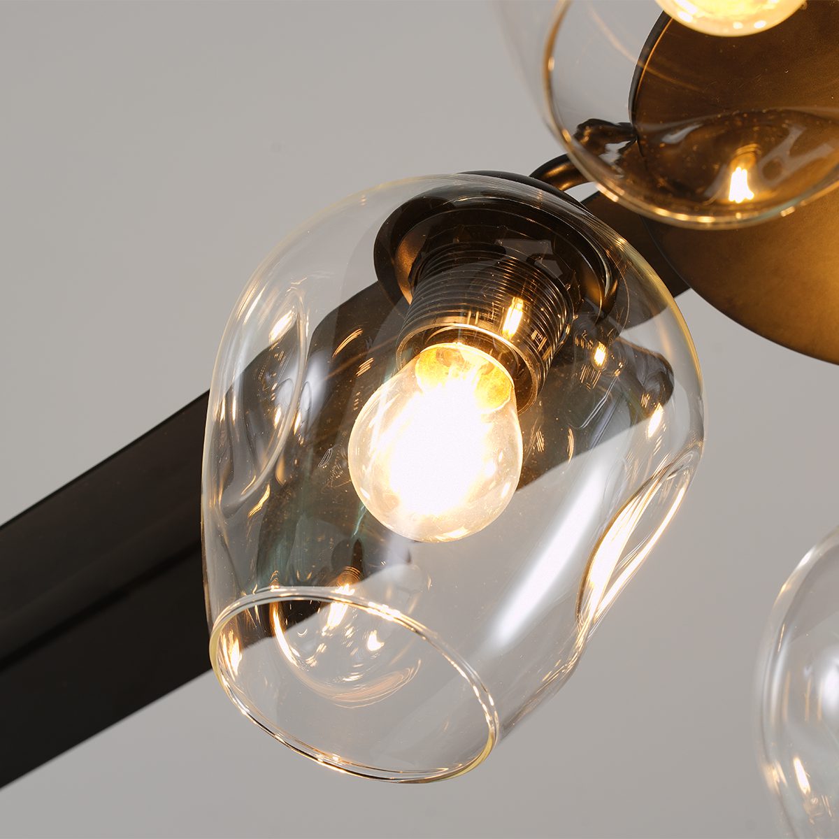 Modern Glass Ceiling Fan  Black Metal Frame With Clear Shades - Product detail 14