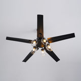 Modern Glass Ceiling Fan  Black Metal Frame With Clear Shades - Product detail 4