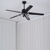 Modern Glass Ceiling Fan  Black Metal Frame With Clear Shades - Product detail 5